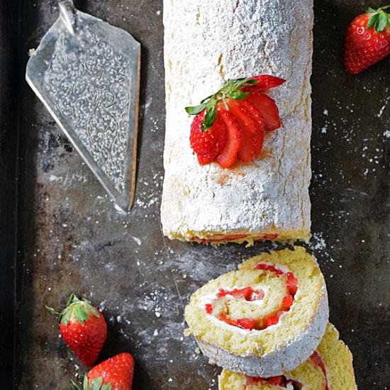 Strawberry Jelly Roll Cake