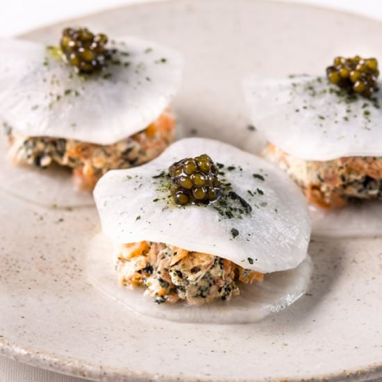 Smoked Salmon, Nori & Mooli Canapes