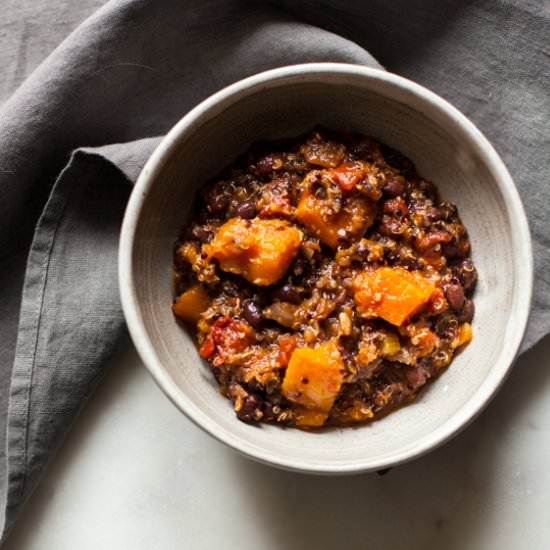 Black Bean, Butternut & Quinoa Chili