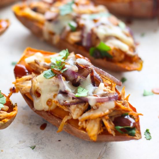 BBQ Chicken Sweet Potato Skins