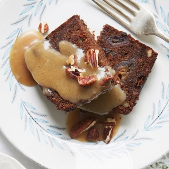 Baked banana, date and pecan loaf