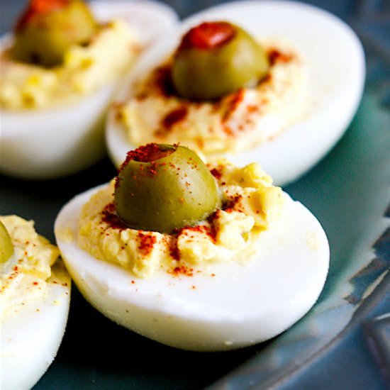 Creamy Olive Pimento Deviled Eggs