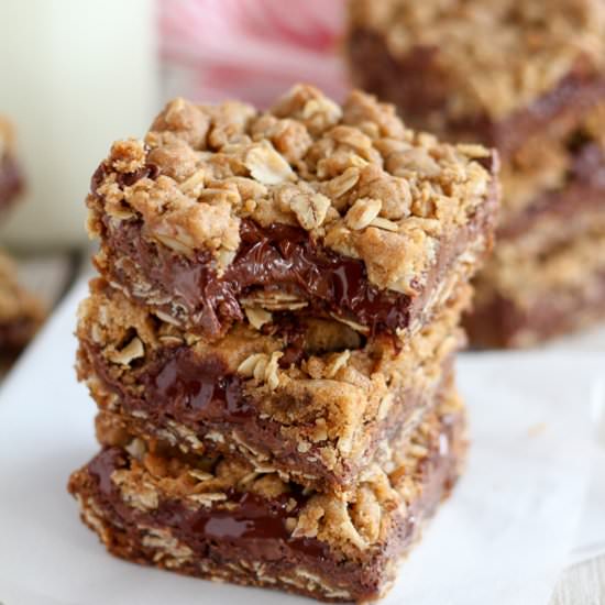 Nutella Stuffed Oatmeal Bars
