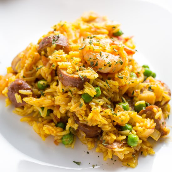 Smoked Sausage and Shrimp Paella