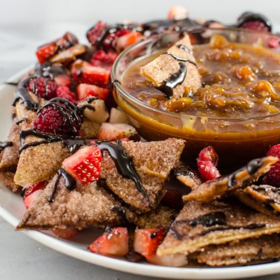 Cinnamon Dessert Nachos + Caramel
