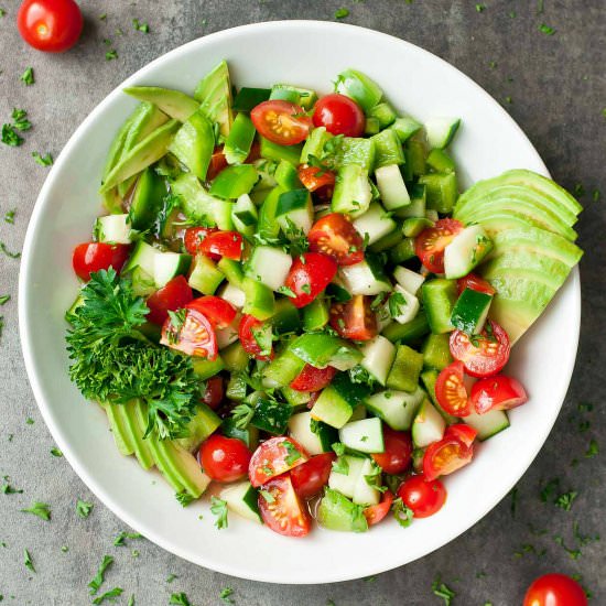 Tomato, Cucumber and Avocado Salad