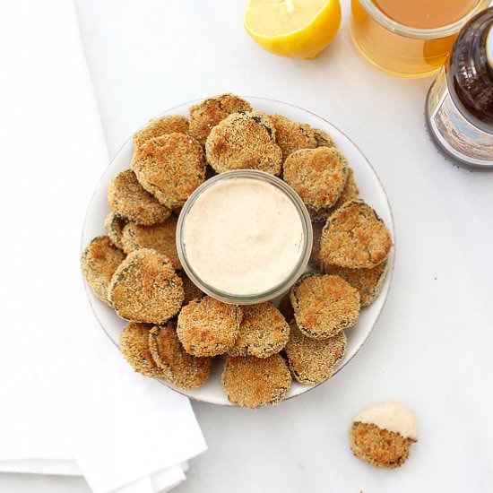 “Fried” Pickles + Paprika Aioli
