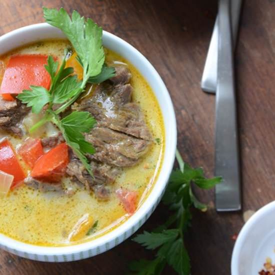 Thai Beef Coconut Curry Soup