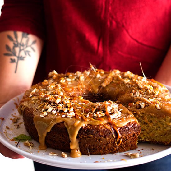 Banana Cake with Butterscotch Sauce