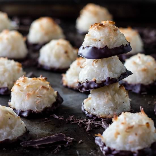 Chocolate-Dipped Coconut Macaroons