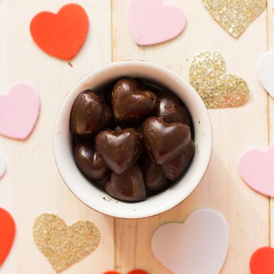 Homemade Dark Chocolate Hearts