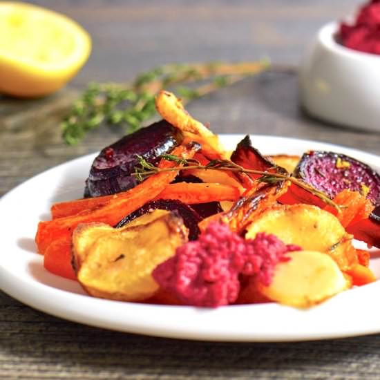 Beetroot Hummus with Vegetables