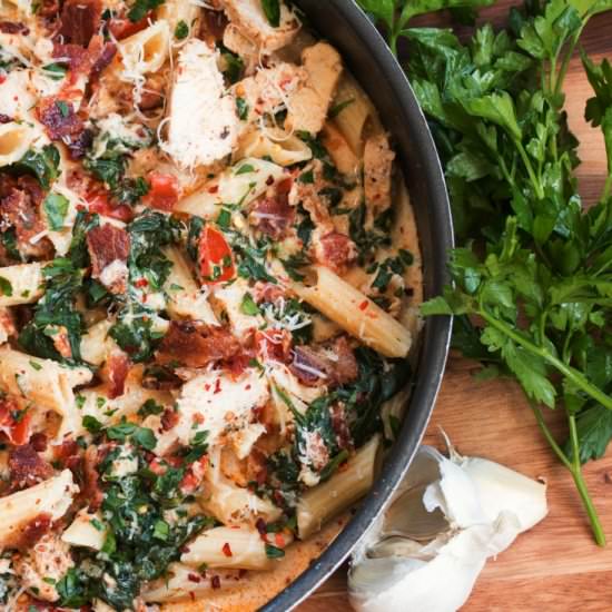 Bacon, Spinach and Chicken Pasta