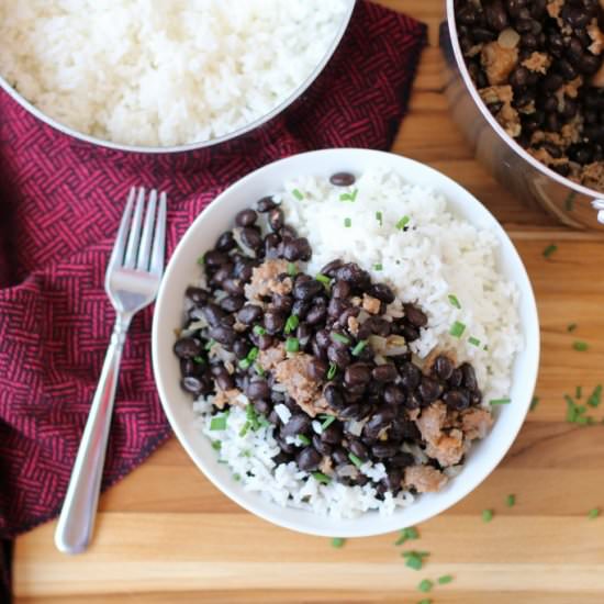 Easy Black Beans, Sausage and Rice