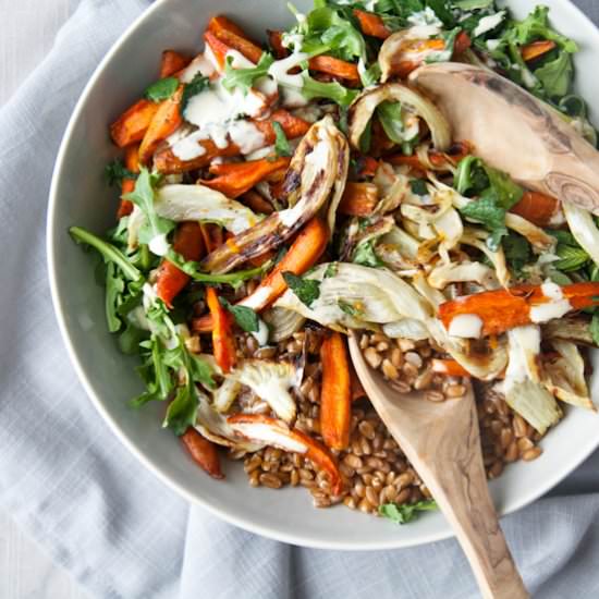Roasted Fennel & Carrot Spelt Salad