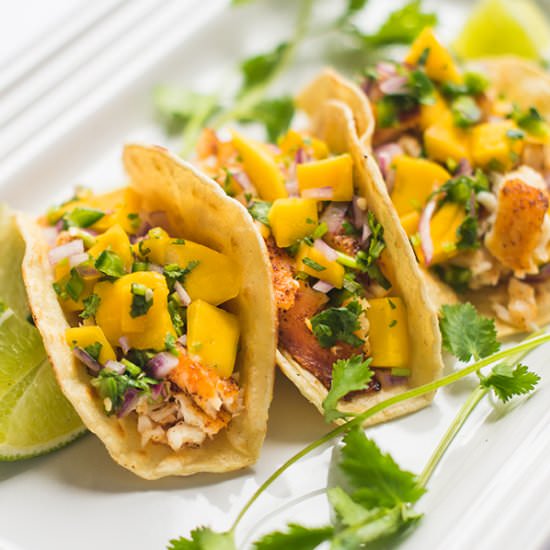 Fish Tacos with Mango Salsa