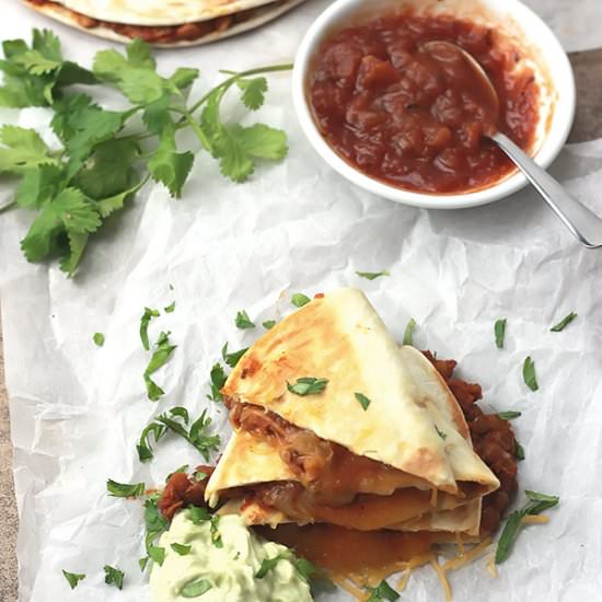 Cheesy Lentil Quesadillas