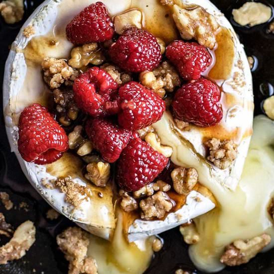 Raspberry and Walnut Baked Brie