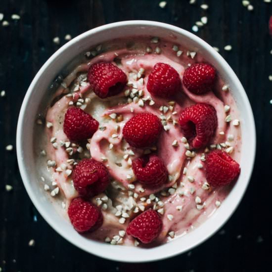 Raspberry Swirl Banana Ice Cream