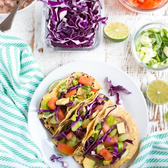 Slow Cooker Refried Bean Tacos
