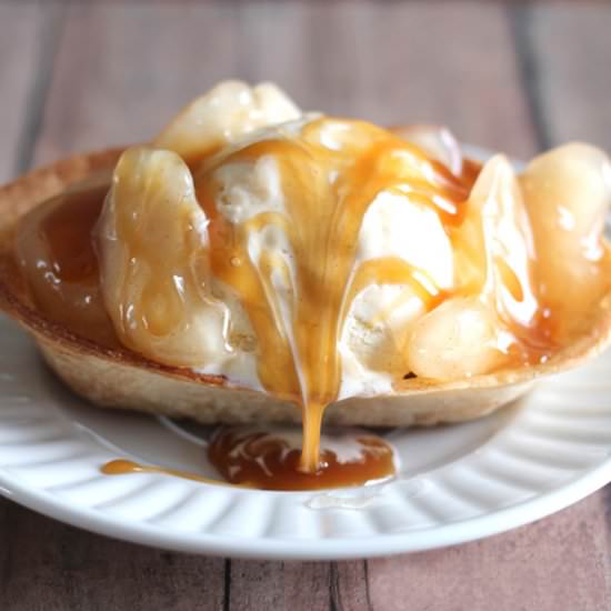 Caramel Apple Ice Cream Boats