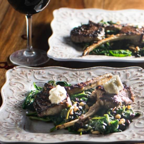 Grilled Lamb Chops With Spinach