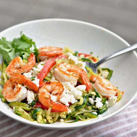 Cilantro Pesto Zoodles with Shrimp