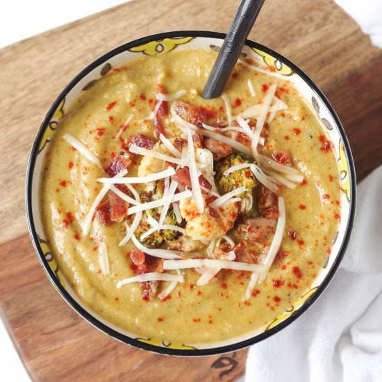 Roasted Cauliflower + Broccoli Soup