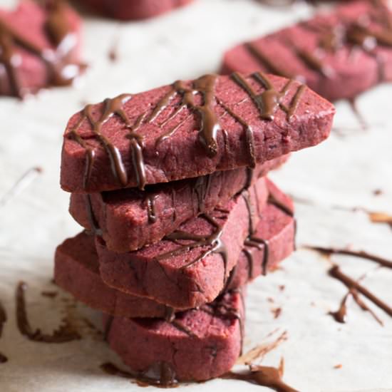 Vegan Red Velvet Shortbread Cookies