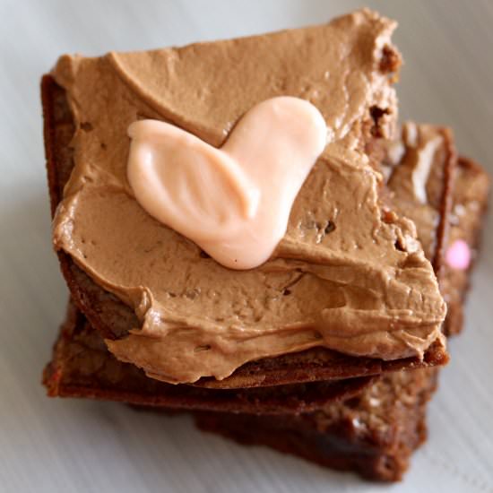 Nutella Brownies with Candy Hearts
