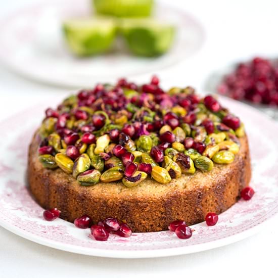 Pistachio and Lime Syrup Cake