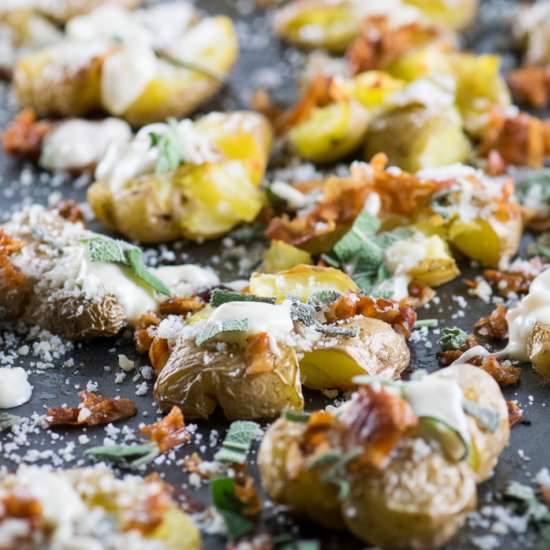 Smashed Potatoes with Sage Sauce