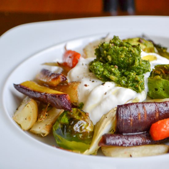 Roasted Veg with Chutney and Yogurt