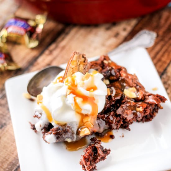 Snickers Skillet Brownies