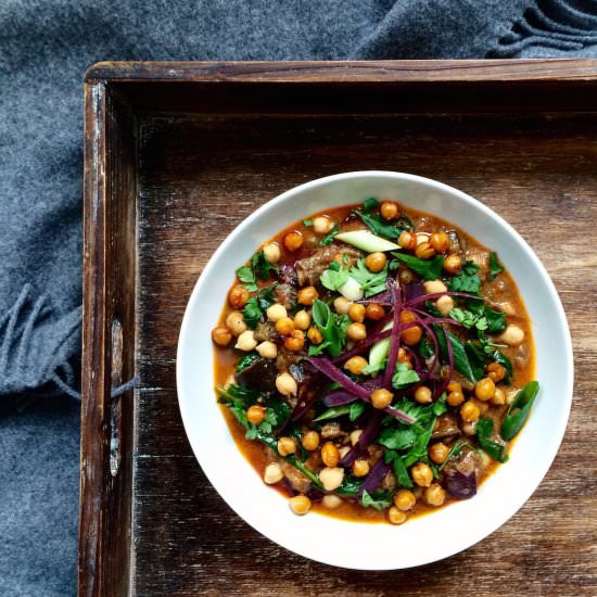 Eggplant Curry & Roasted Chickpeas