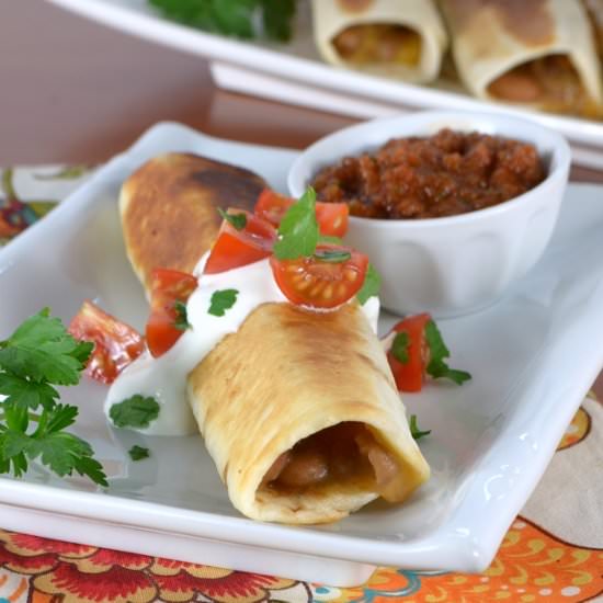 Homemade Refried Bean and Cheese Flautas
