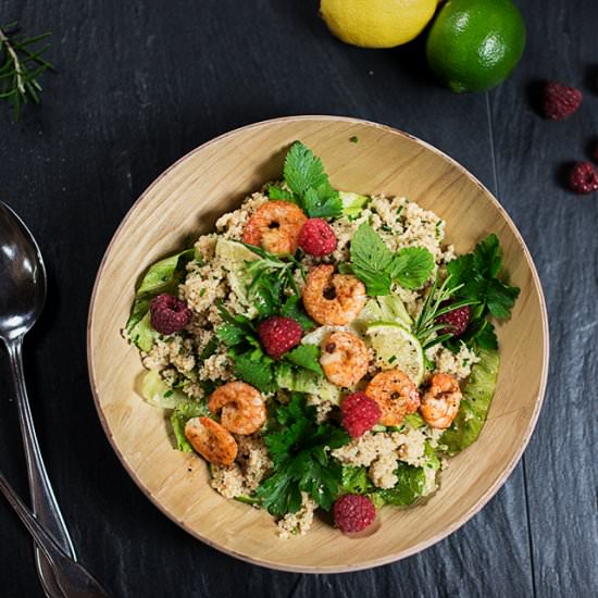 Delicious couscous shrimps salad