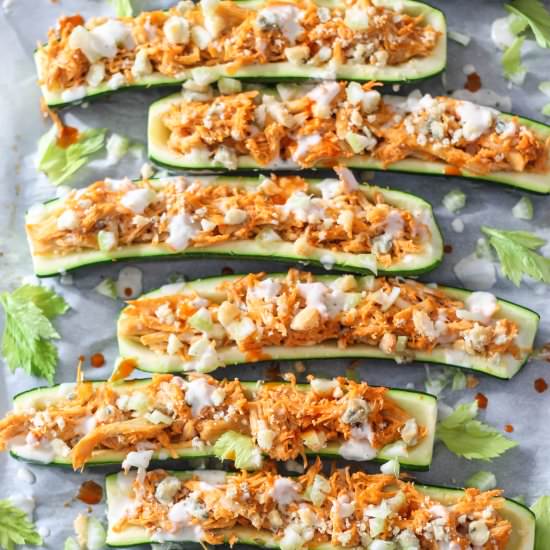 Buffalo Chicken Zucchini Boats