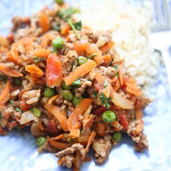 Spiced Ground Turkey and Peas