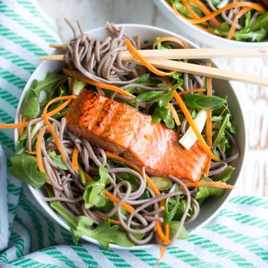 Roasted Salmon Soba Noodle Bowls