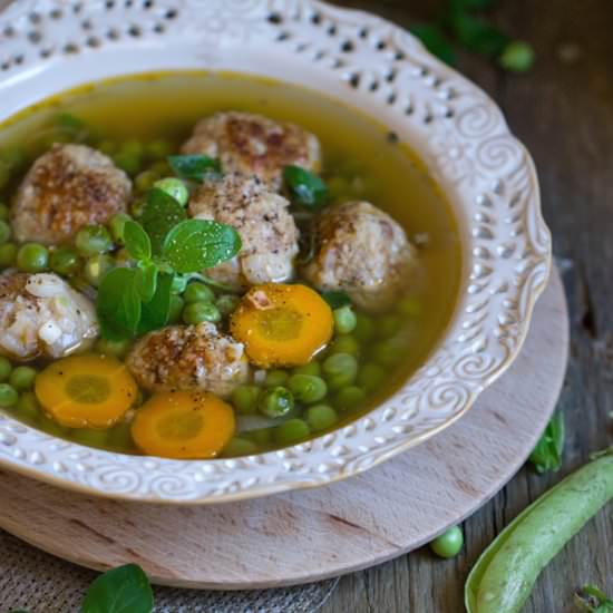 Green Pea and Meatballs Soup