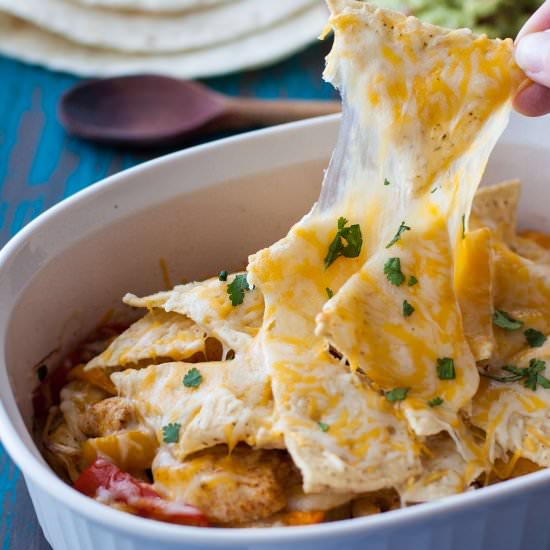 Chicken Fajita Nacho Casserole