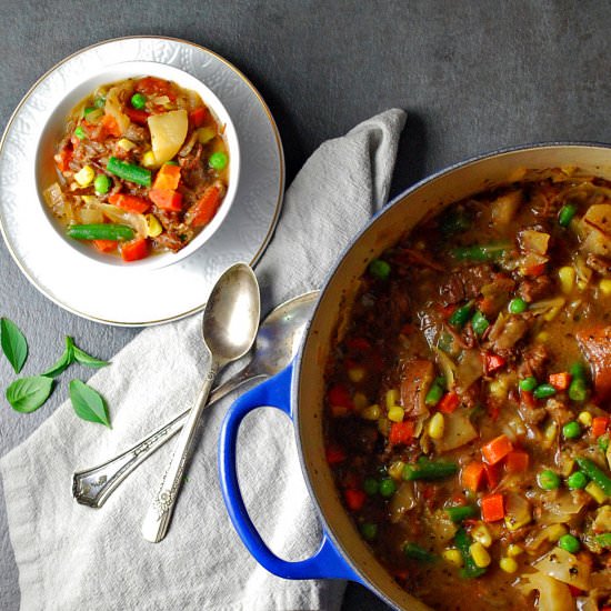 Vegetable Beef and Basil Soup