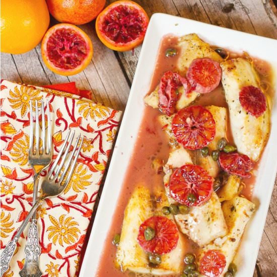 Blood Orange Cobia with Capers