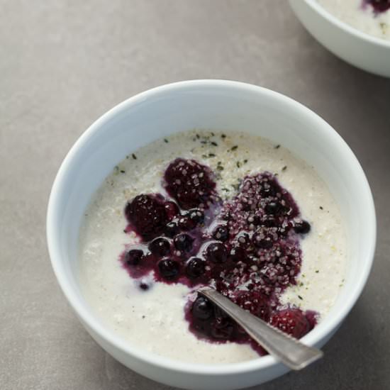 Coconut Porridge with Berry Sauce