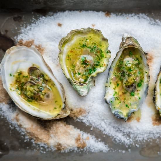 Grilled Oysters with Herb Butter