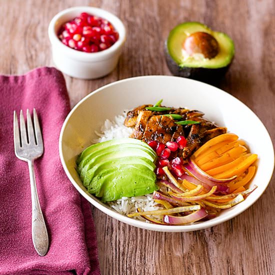 Chicken and veggie rice bowl