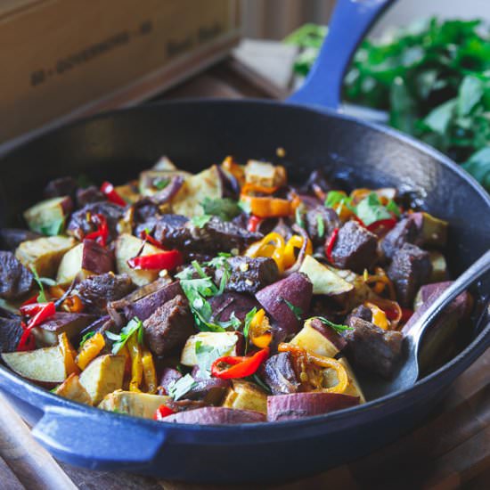 Smoky Steak, Potato & Pepper Skillet