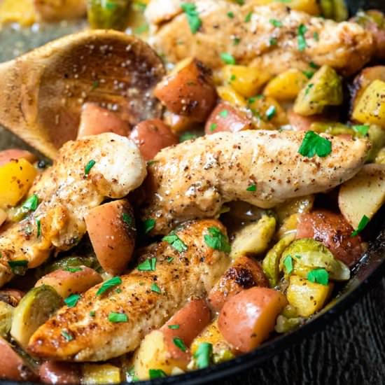 Chicken, Brussels Sprouts & Mustard Sauce