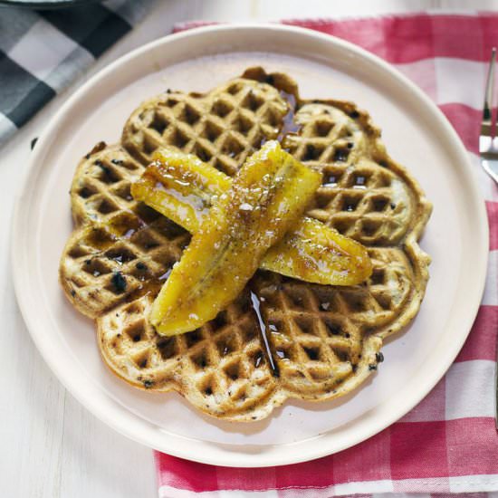 Waffles with Caramelized Bananas